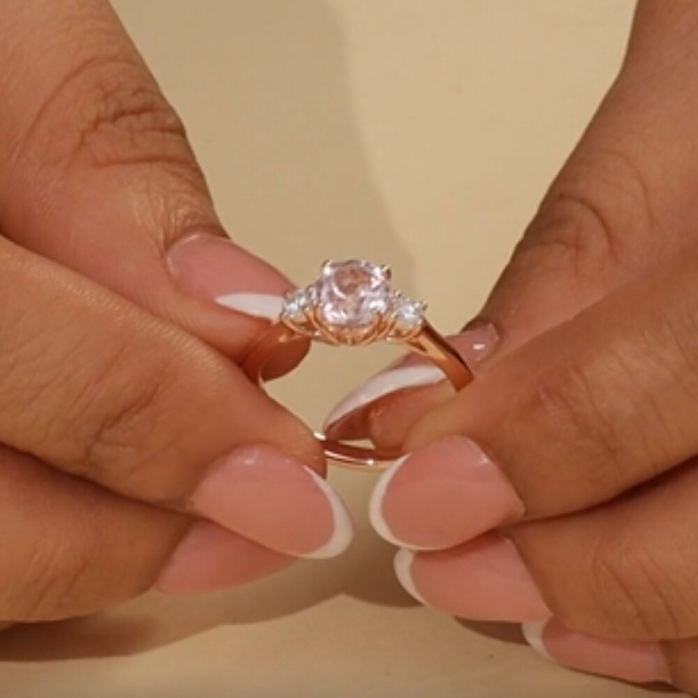 Genuine Premium Martha Rocha Kunzite and Moissanite Lotus Embrace Ring - Picture 3 of 4